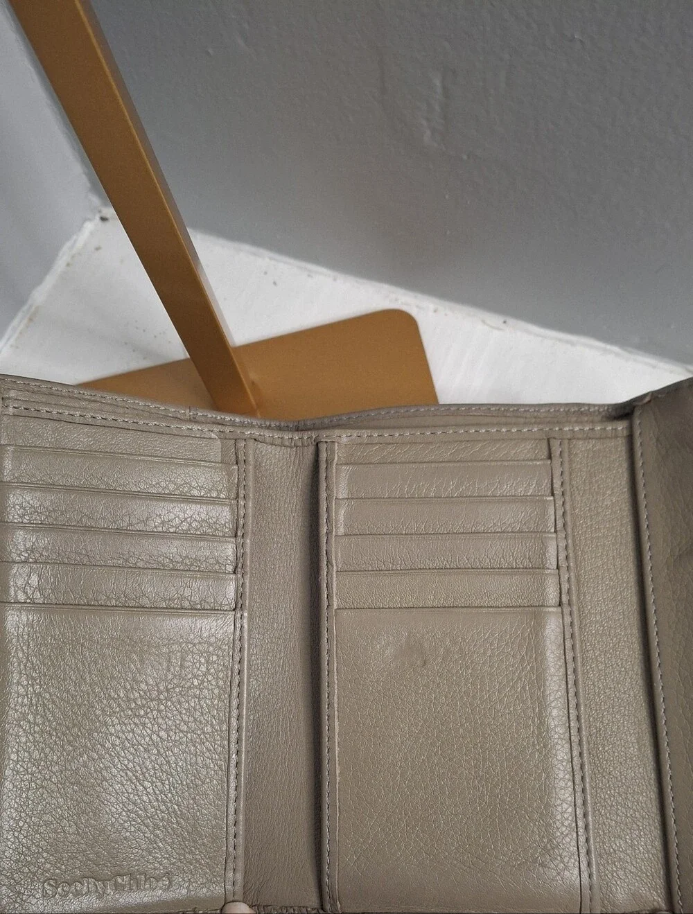 See by Chloé Taupe Scalloped Leather Compact Wallet